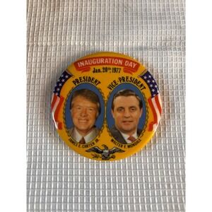 Jimmy Carter Walter Mondale 1977 Inauguration Day Political Campaign Button Pin